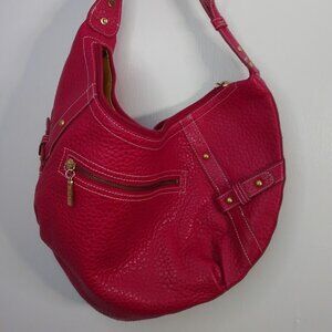 Maxx New York Red Pebbled Leather Hobo Shoulder Bag *FLAWS*